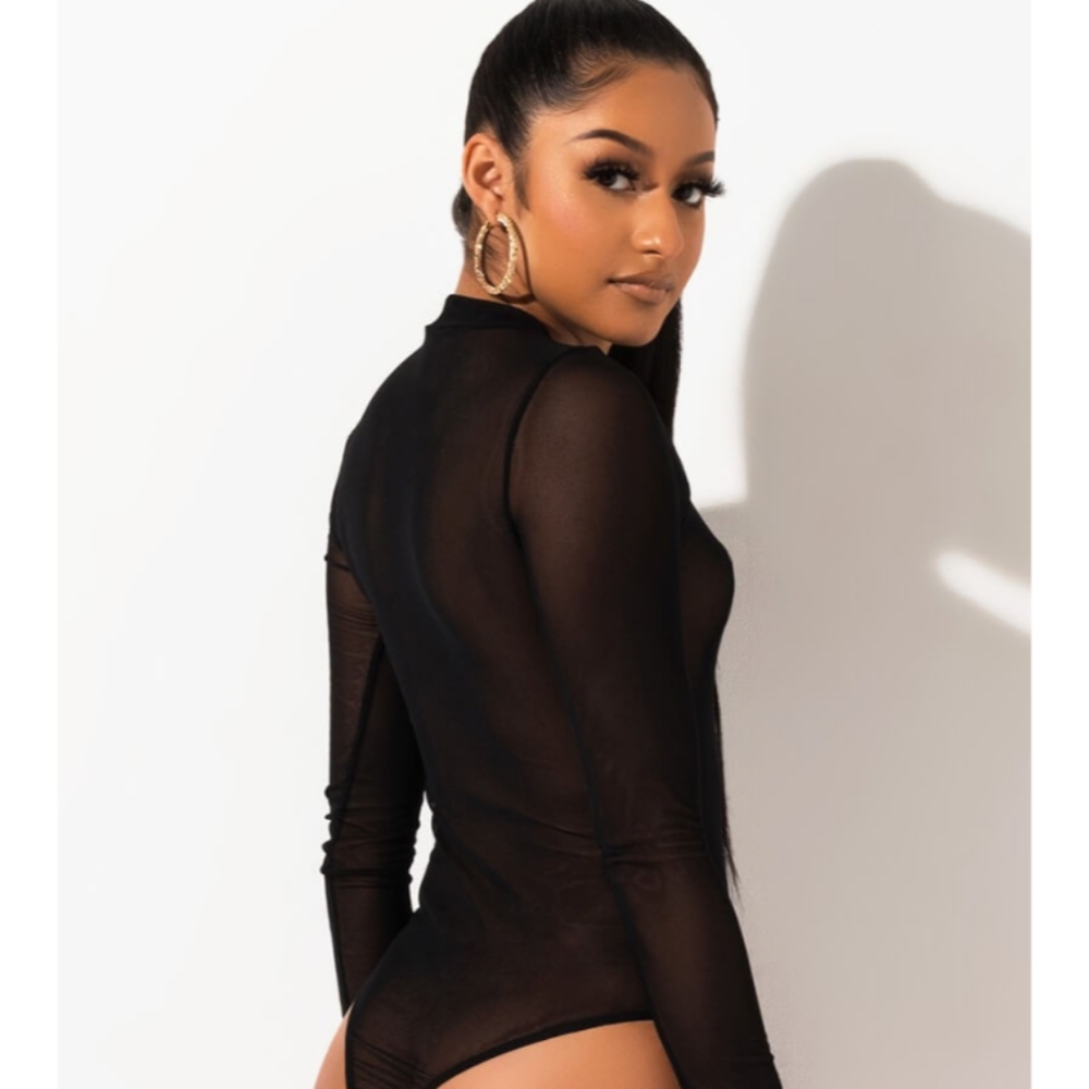 AKIRA SHEER BLACK BODYSUIT